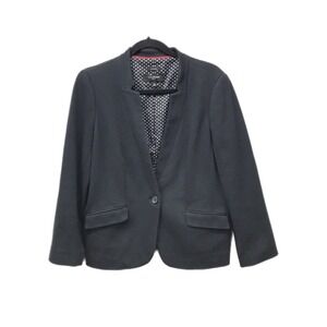 Talbots Petites Aberdeen Blazer Women's 10P Black One Button Lined Career Jacket